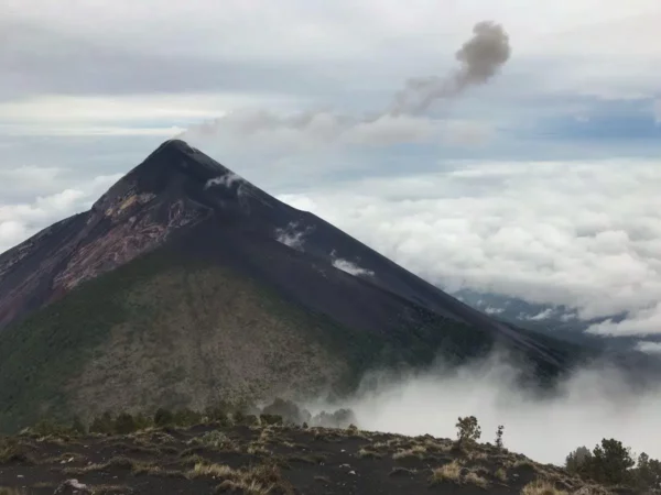view of volcan del fuego from the slope of acatenango