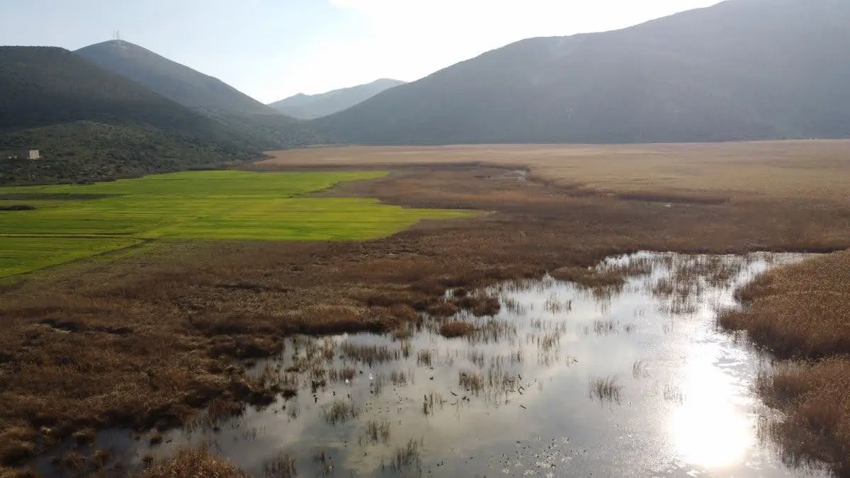Aerial view of Dystos Lake