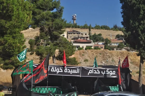 Hezbollah campaigning kiosk in baalbeck