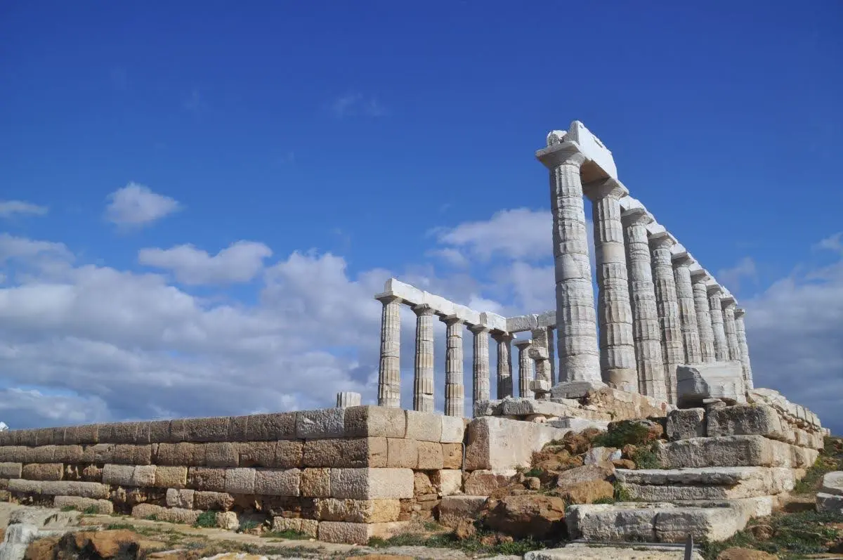 The Temple of Poseidon in cape Sounion south of athens, greece