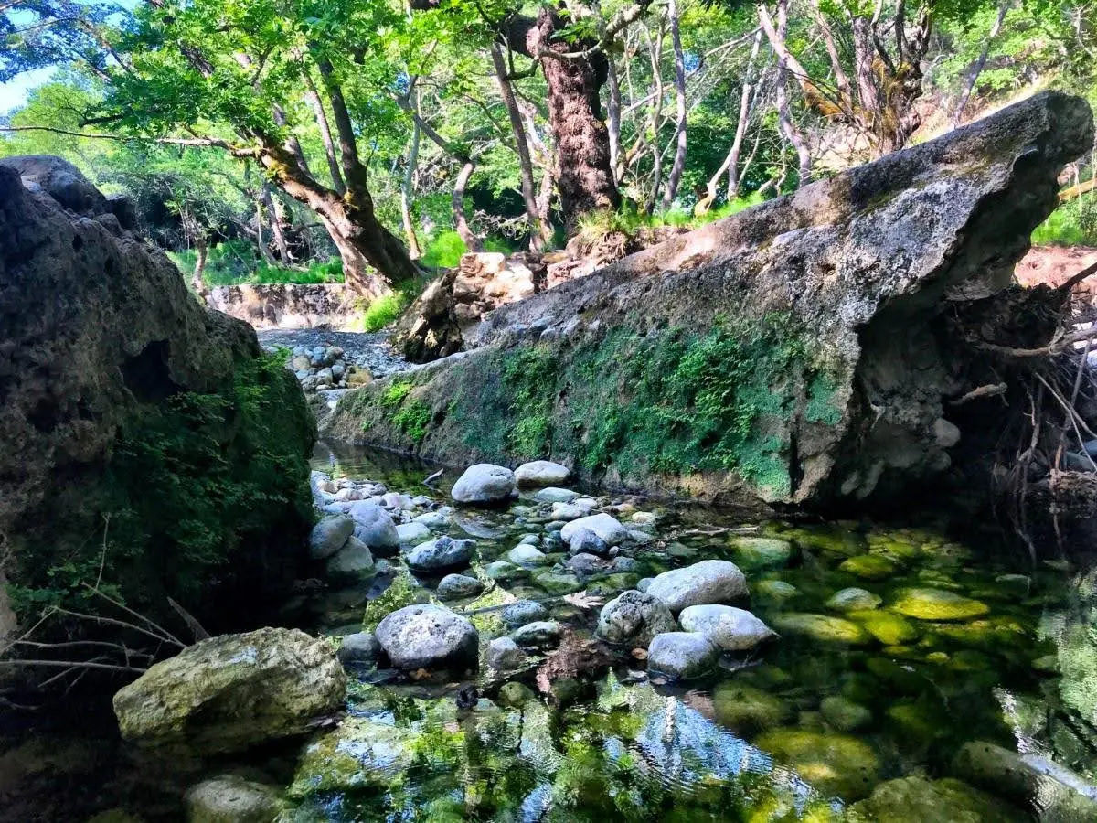 Debris of the dam that used to form the waterfall at eria on evia island