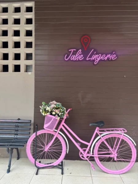 pink bicycle of julie lingerie in jurere, florianopolis, brazil