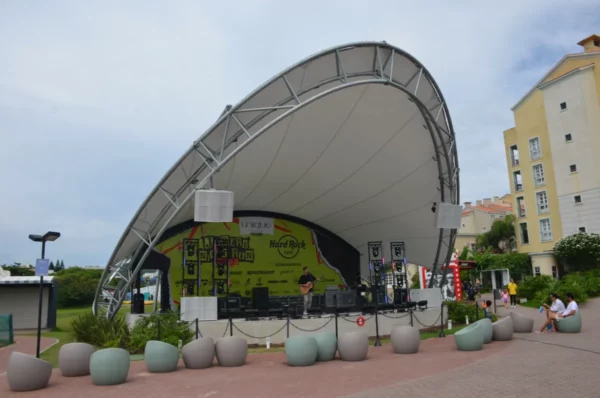 Downtown gig stage in jurere town in floripa