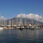 View of mount Taygetos from the coast of Kalamata