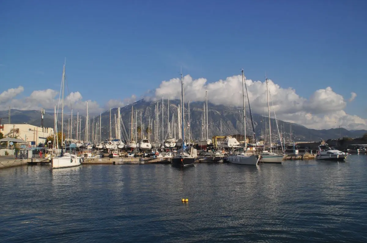 View of Taygetos from the coast of Kalamata