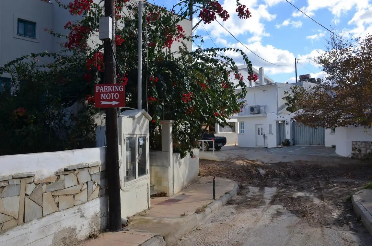 Quiet village streets of kalamos beach in evia 