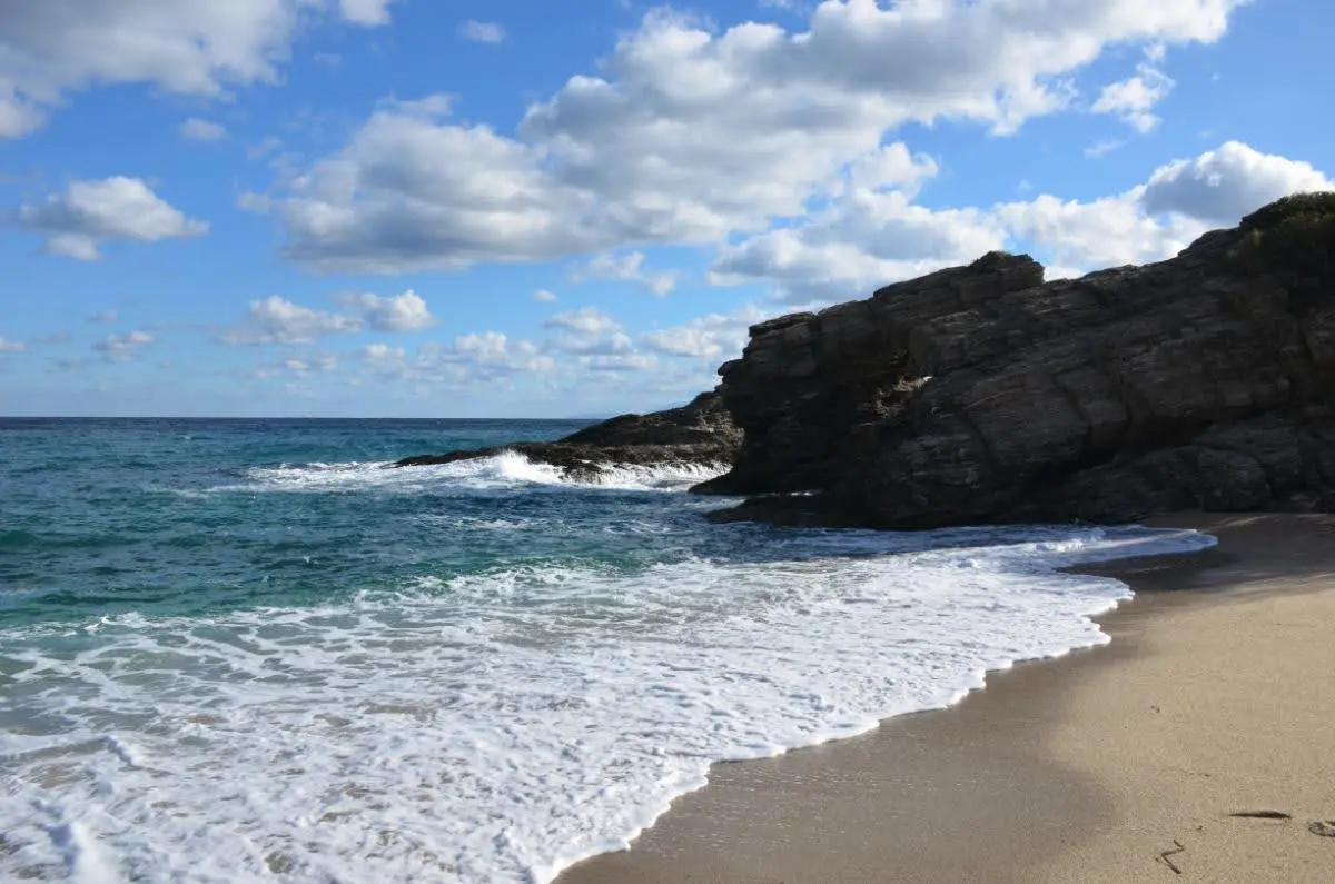 In front of the wide Aegean Sea at kalamos beach on evia island