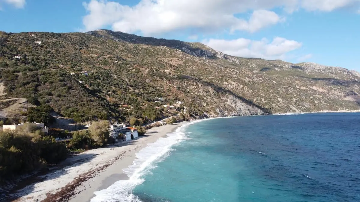 Aerial view of Korasida Beach, evia island