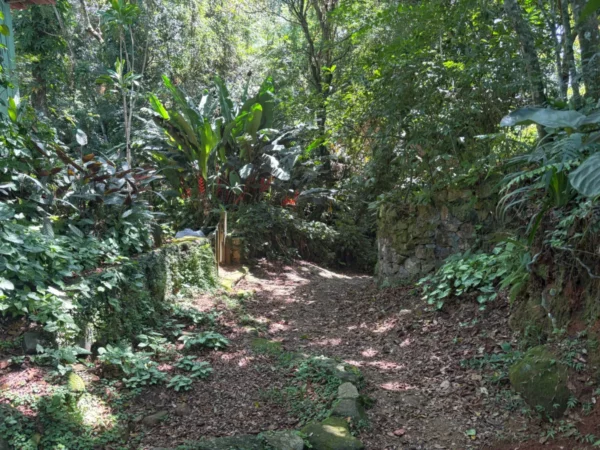 Caminhando ao longo da trilha da Costa da Lagoa em Florianópolis, Brasil