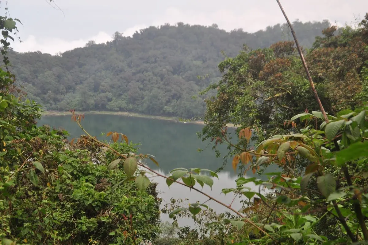 view of lake chicabal from the crater rim viewpoint