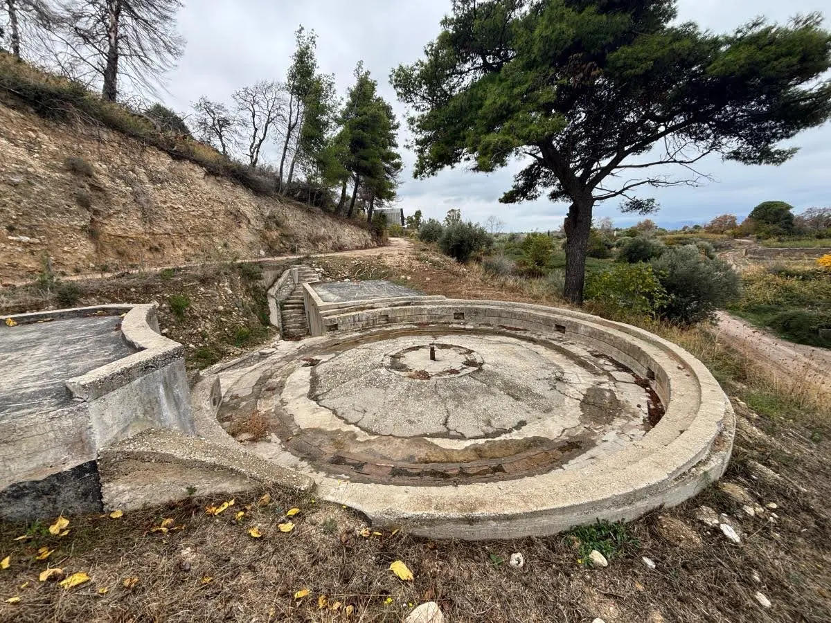 Turret base at metaxa bunker fort in north evia 