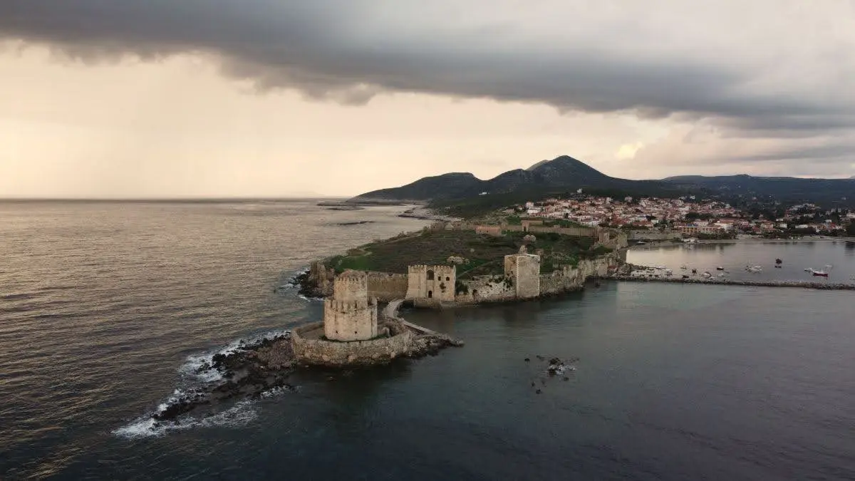 Methoni Castle drone view