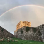 Rainbow over Methoni Castle in greece