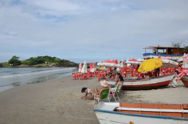 The busy south part of praia da armacao in florianopolis
