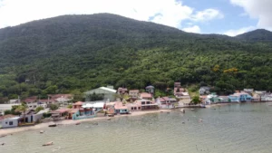 Aerial view of Ribeirão da Ilha village on santa catarina island