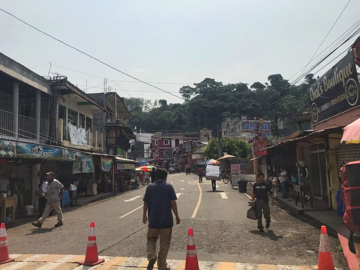 Walking toward Guatemala at el carmen-talisman border crossing from mexico