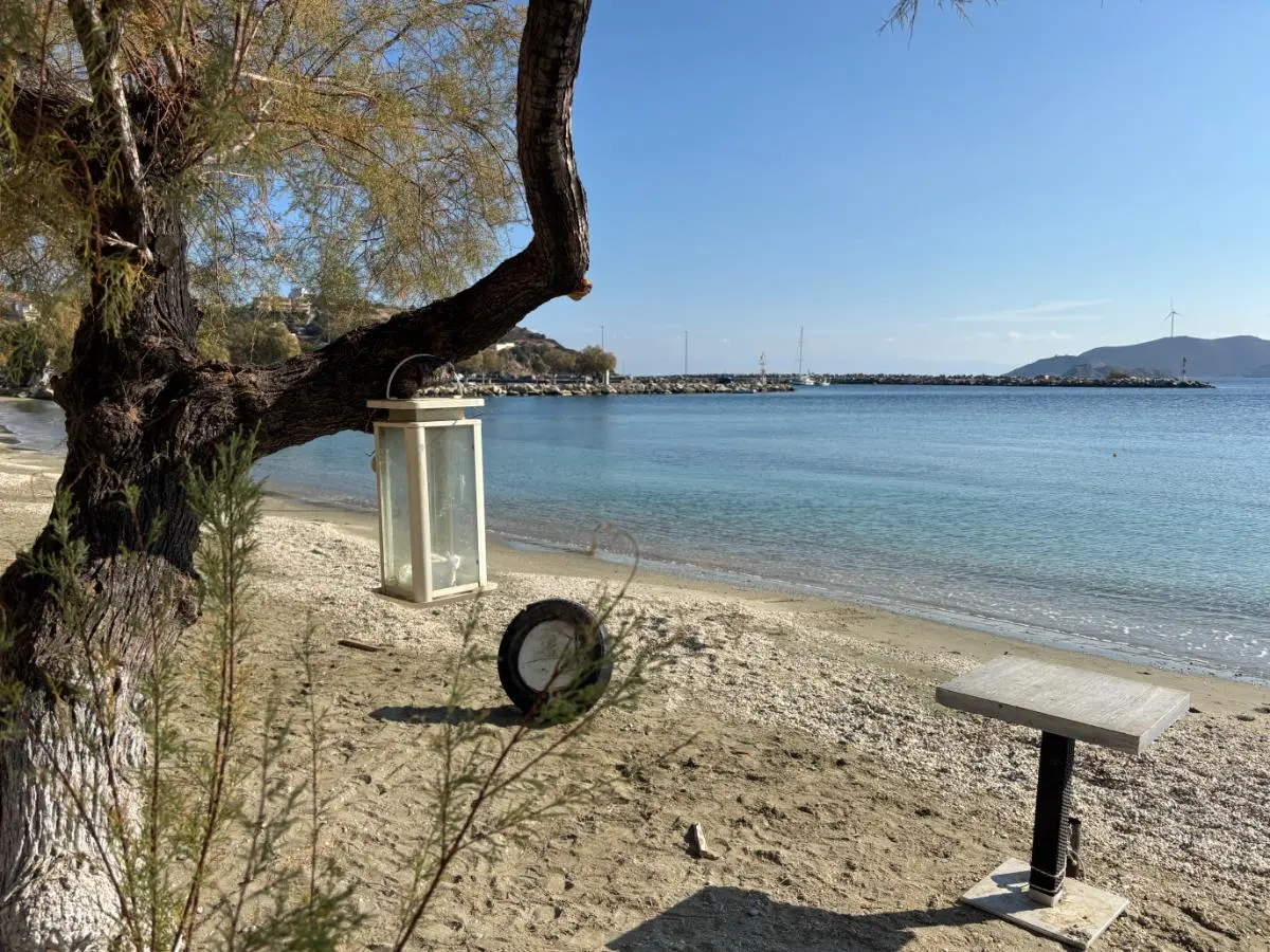 Calm beach of agioi apostoloi village in east evia
