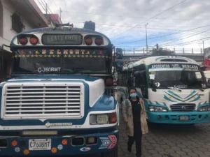 The bus station of Antigua guatemala