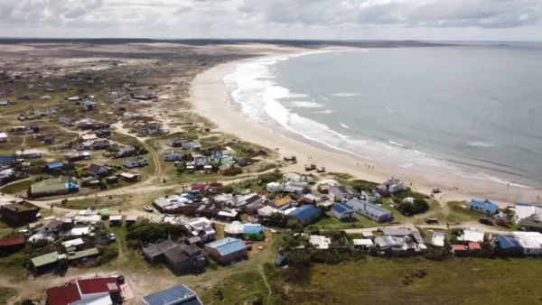 Aerial view of Cabo Polonio village and beach