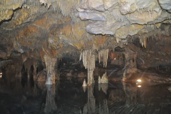 Inside Diros Cave in mani