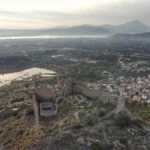 Aerial view of the castle and the village of Fylla