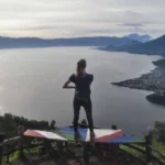 girl Staring at the entirety of Lake Atitlán from the Indian Nose during sunrise