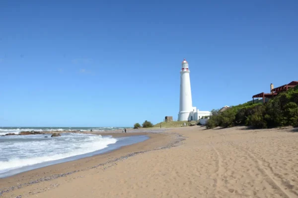 lighthouse by beach in la paloma, uruguay