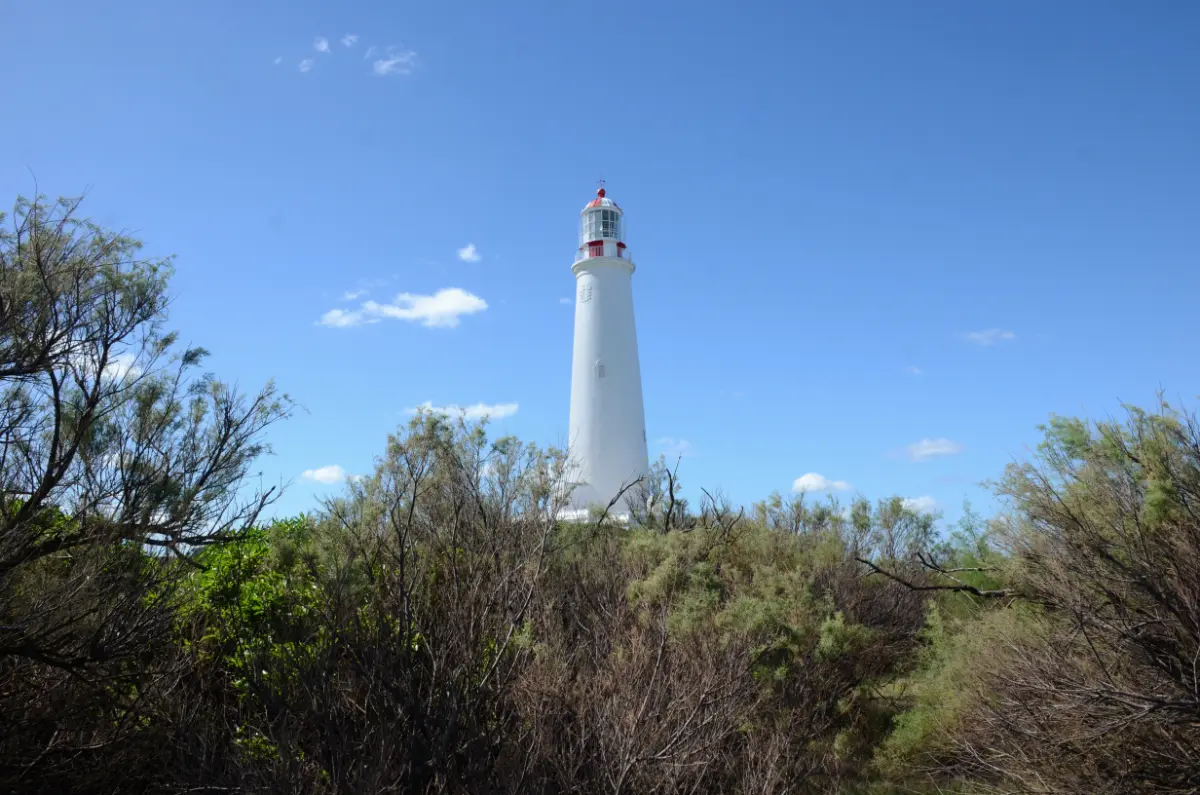 The lighthouse of La Paloma in bright blue sky