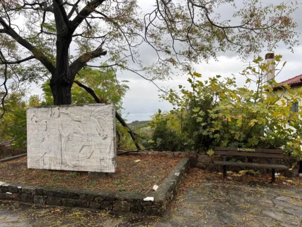 Village square in Lichada, Evia, Greece