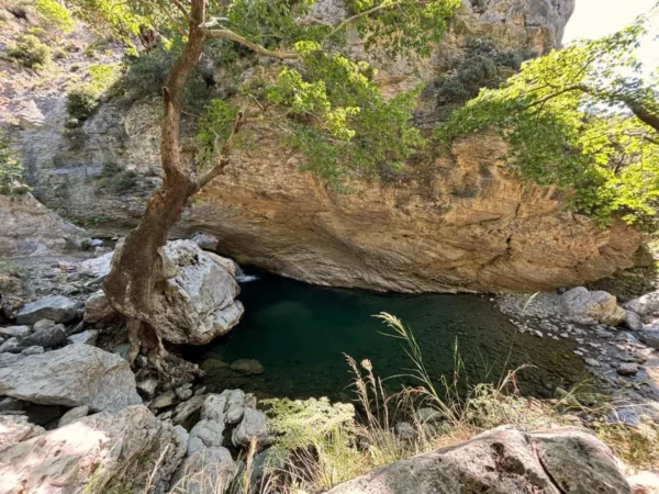 Second small waterfall and pool in the Manikiatis Gorge, Evia