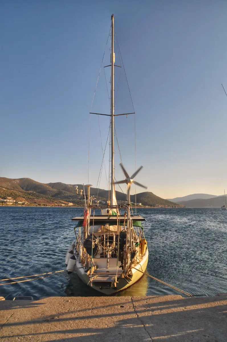 Sailboat docked in the port of Marmari, evia island
