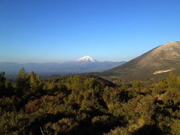 View of Mount Dirfys from Mount Olympus in central Euboea, Greece.