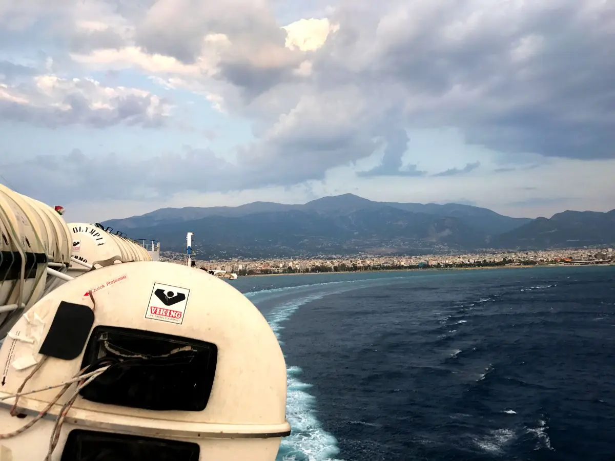 Leaving Patras behind on a ferry