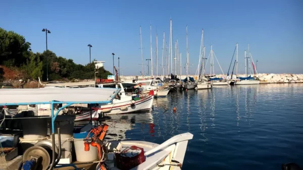 fishing and sailboats in The port of Psaropouli on north evia