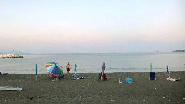 Psaropouli Beach in vasilika, evia island after sunset