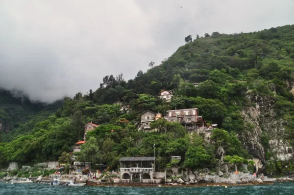 View of Santa Cruz la laguna from the surface of lake atitlan