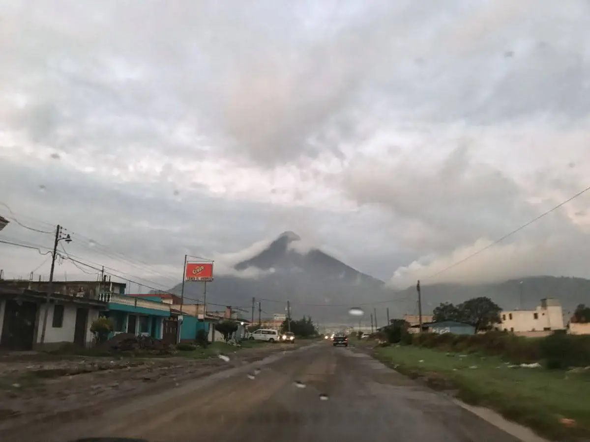 Driving to the trailhead of santa maria volcano in guatemala