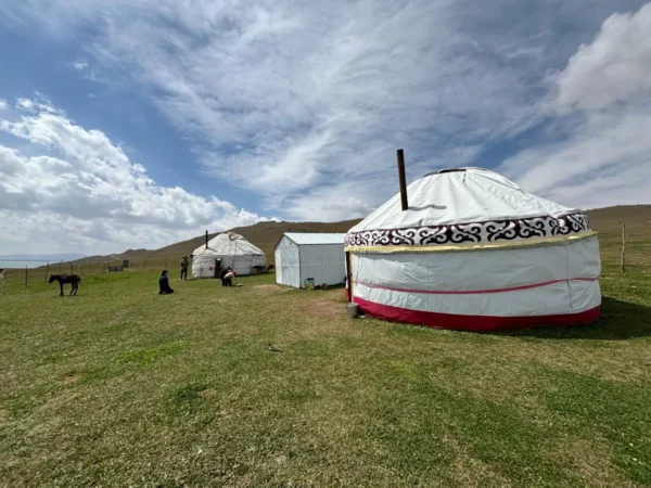 yurt camp by son kul lake in kyrgyzstan