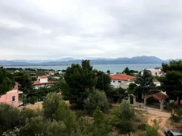 View of the gulf from the upper village of Vathy across chalkida, evia island