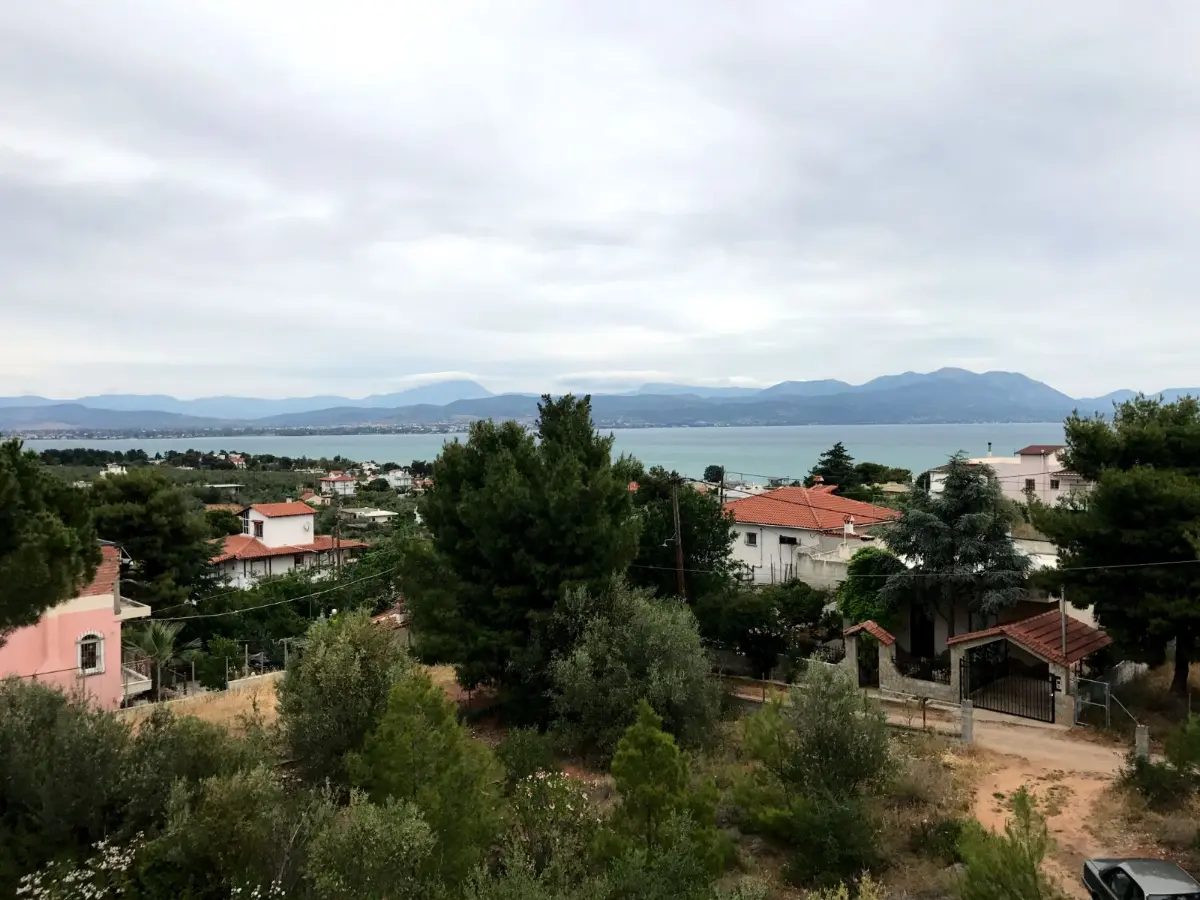 View of the gulf from the upper village of Vathy across chalkida, evia island