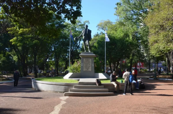 Statue in the middle of Uruguay Square in acuncion, paraguay