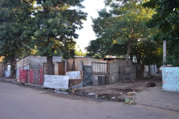 Shacks with corrugated iron walls in La Chacarita, acuncion, paraguay