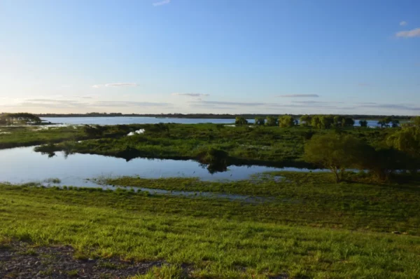Sunset view of the Paraná river from ascuncion, paraguay