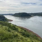 Beautiful view of the Paraná from the International Friendship Bridge between brazil and paraguay
