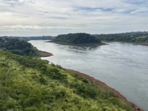 Beautiful view of the Paraná from the International Friendship Bridge between brazil and paraguay