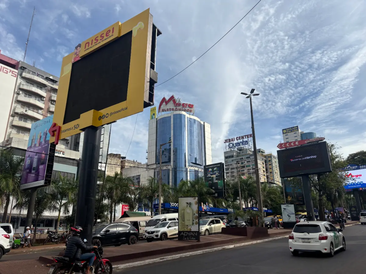 busy road in ciudad del este, paraguay