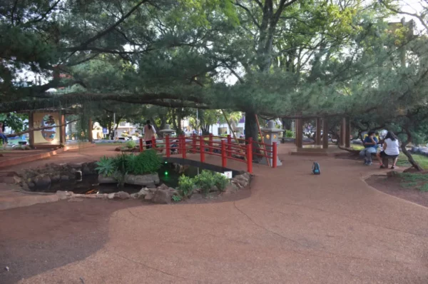 The Japanese Garden in Plaza de Armas in encarnacion, paraguay