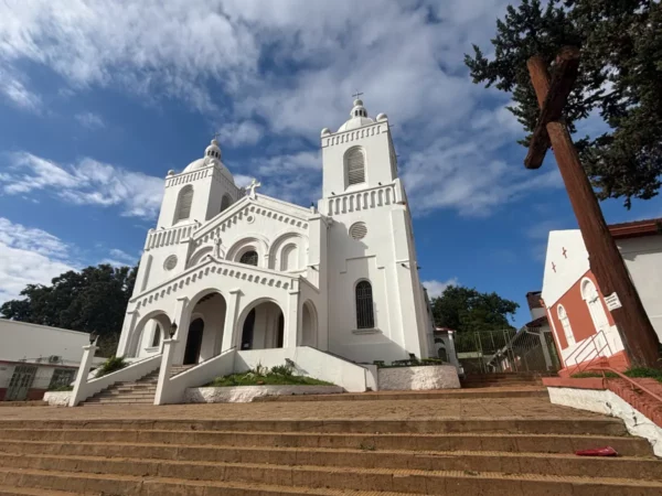 white Cathedral of the Incarnation in encarnacion paraguay