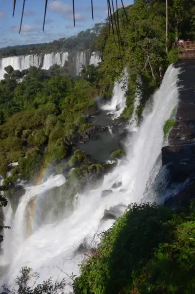 On the brink of the cliff along the iguazu national park upper trail in argentina