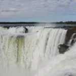 close up of the main waterfall of iguazu seen from the argentinian side